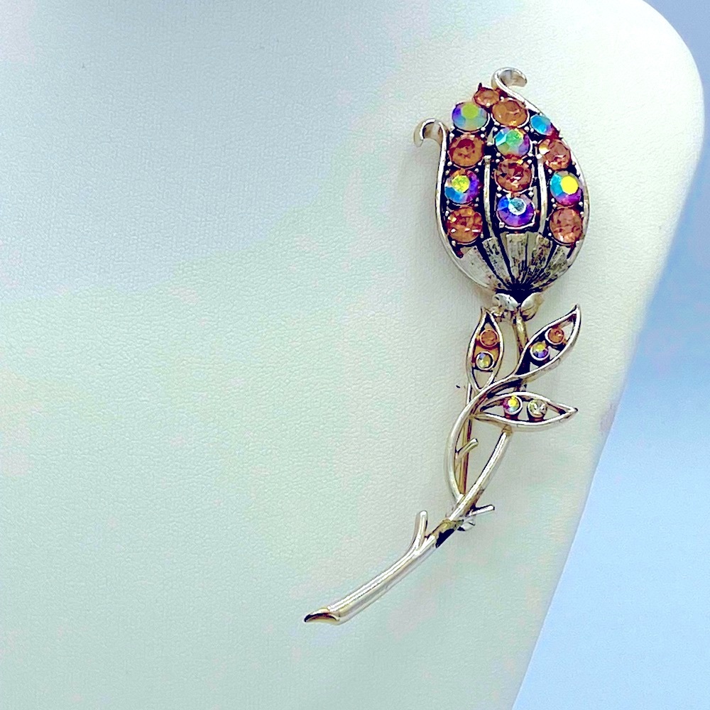 Vintage Tulip Rhinestone Brooch-Jewerly Designer Coro